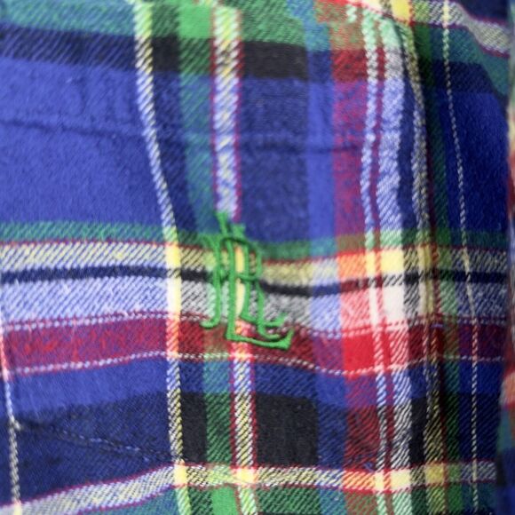 Lauren Ralph‎ Lauren Flannel Shirt Womens 3XL Blue Red Green  Plaid LRL Logo - Picture 6 of 9